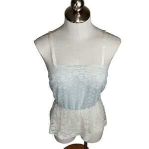 Vintage Glydons Womens Size‎ Medium Lace Camisole White Blue USA Lingerie